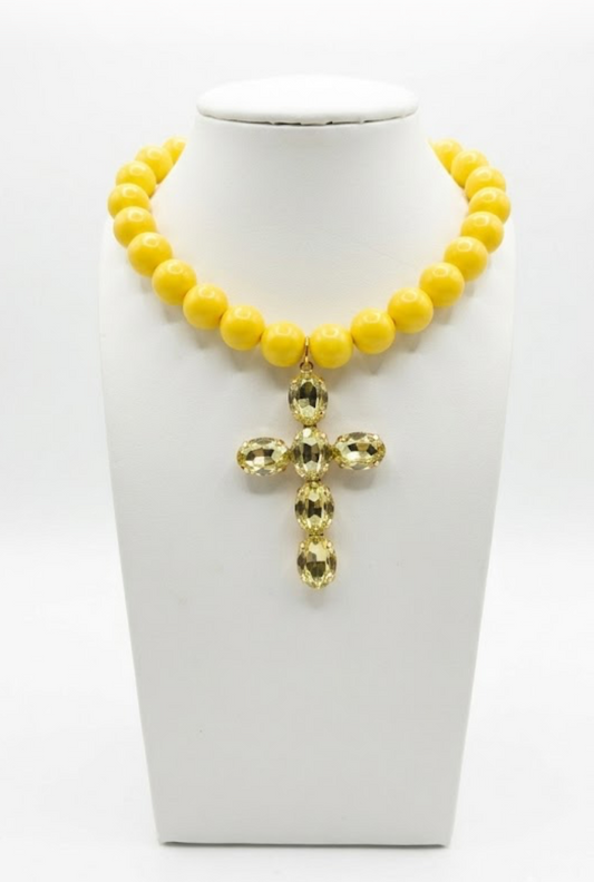 COLLANA PERLE E CROCE