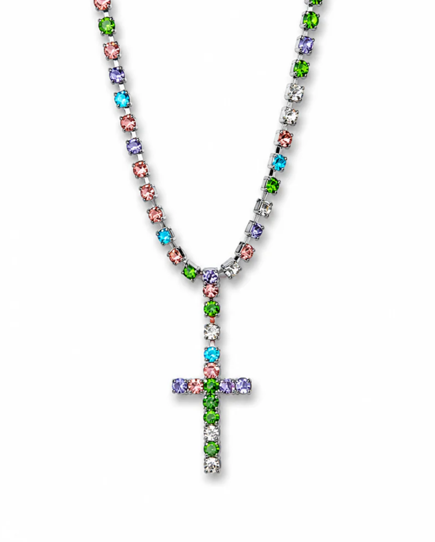 COLLANA CROCE MULTICOLOR